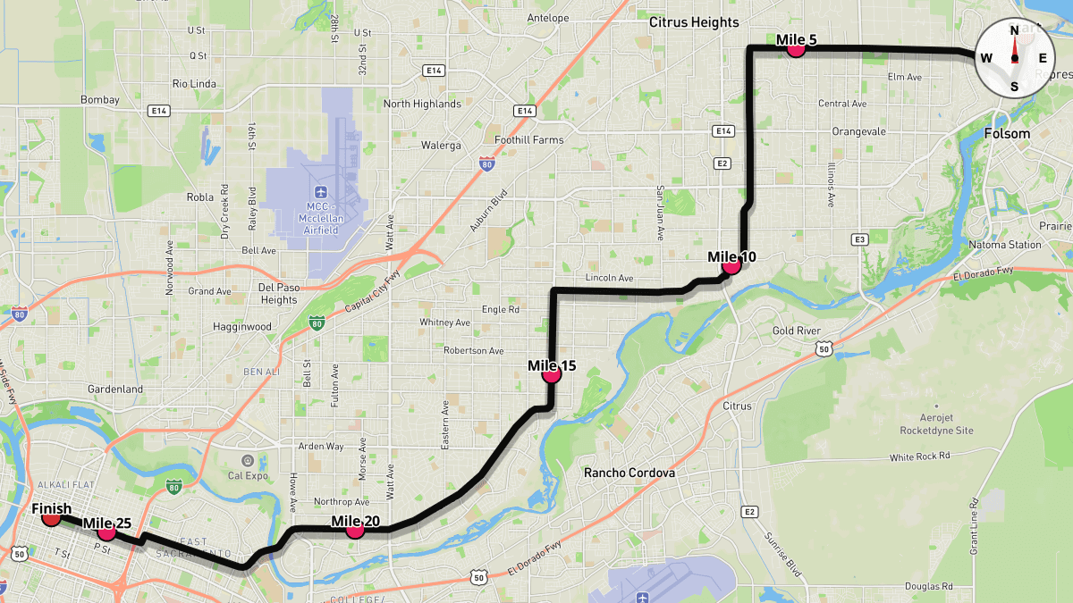 Course map for California International Marathon